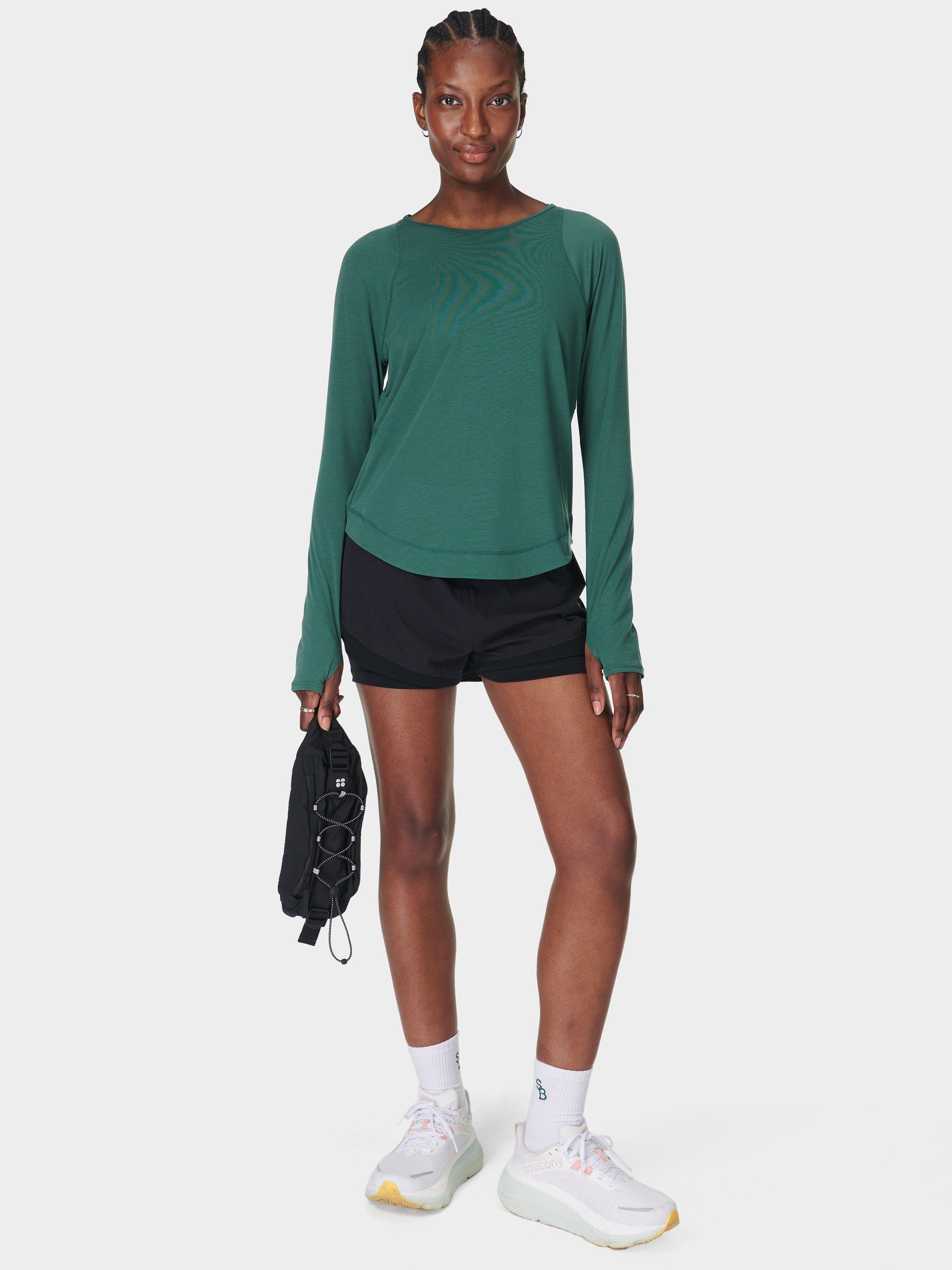 Product image 3 of 6, which shows Sweaty Betty Breathe Easy Long Sleeve Top, Glade Green, XL