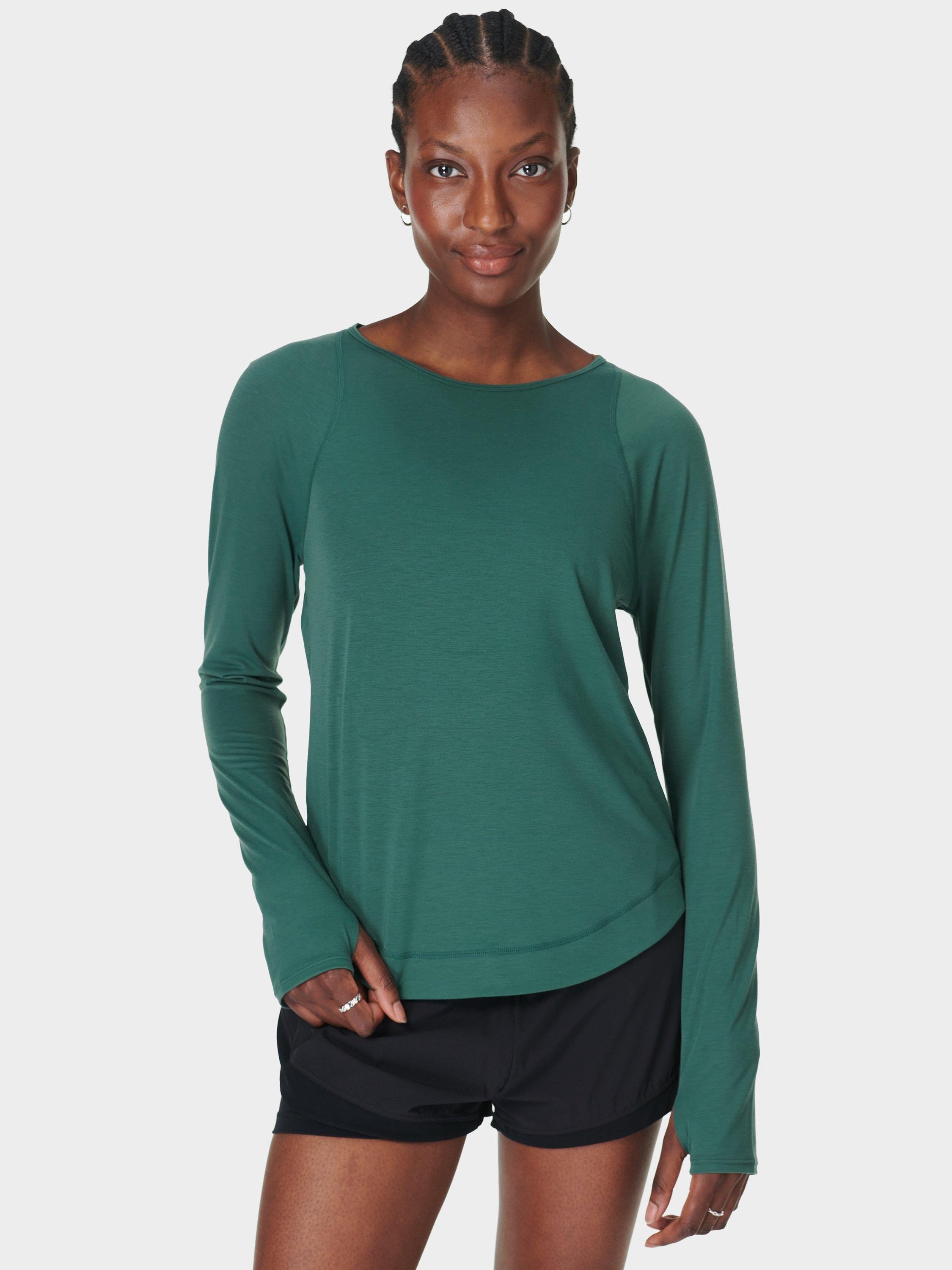 Product image 5 of 6, which shows Sweaty Betty Breathe Easy Long Sleeve Top, Glade Green, XL