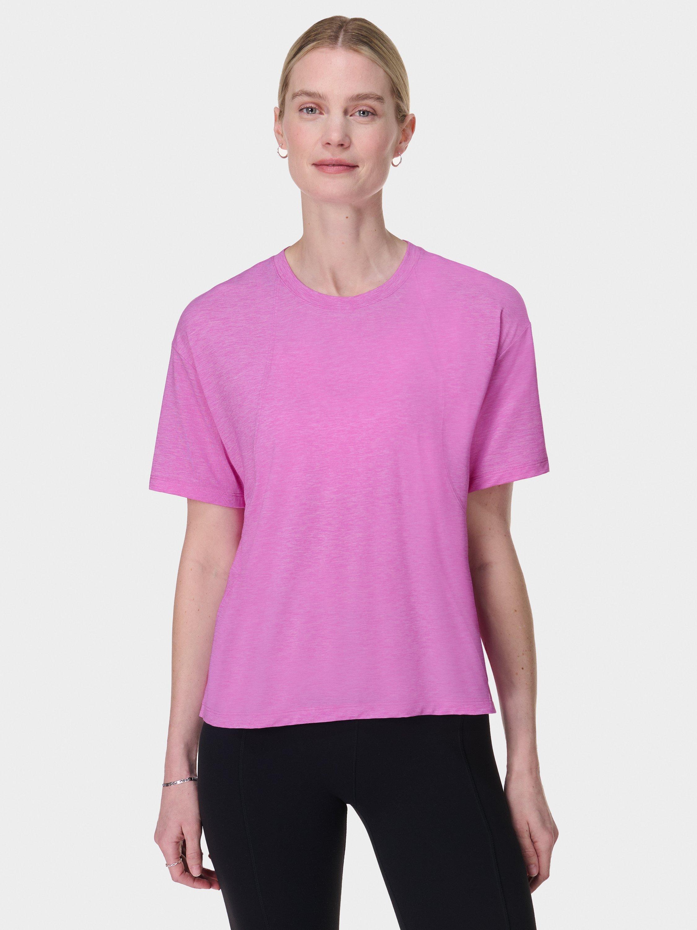 Product image 1 of 7, which shows Sweaty Betty Soft Flow Studio T-Shirt, Allium Pink, XXS