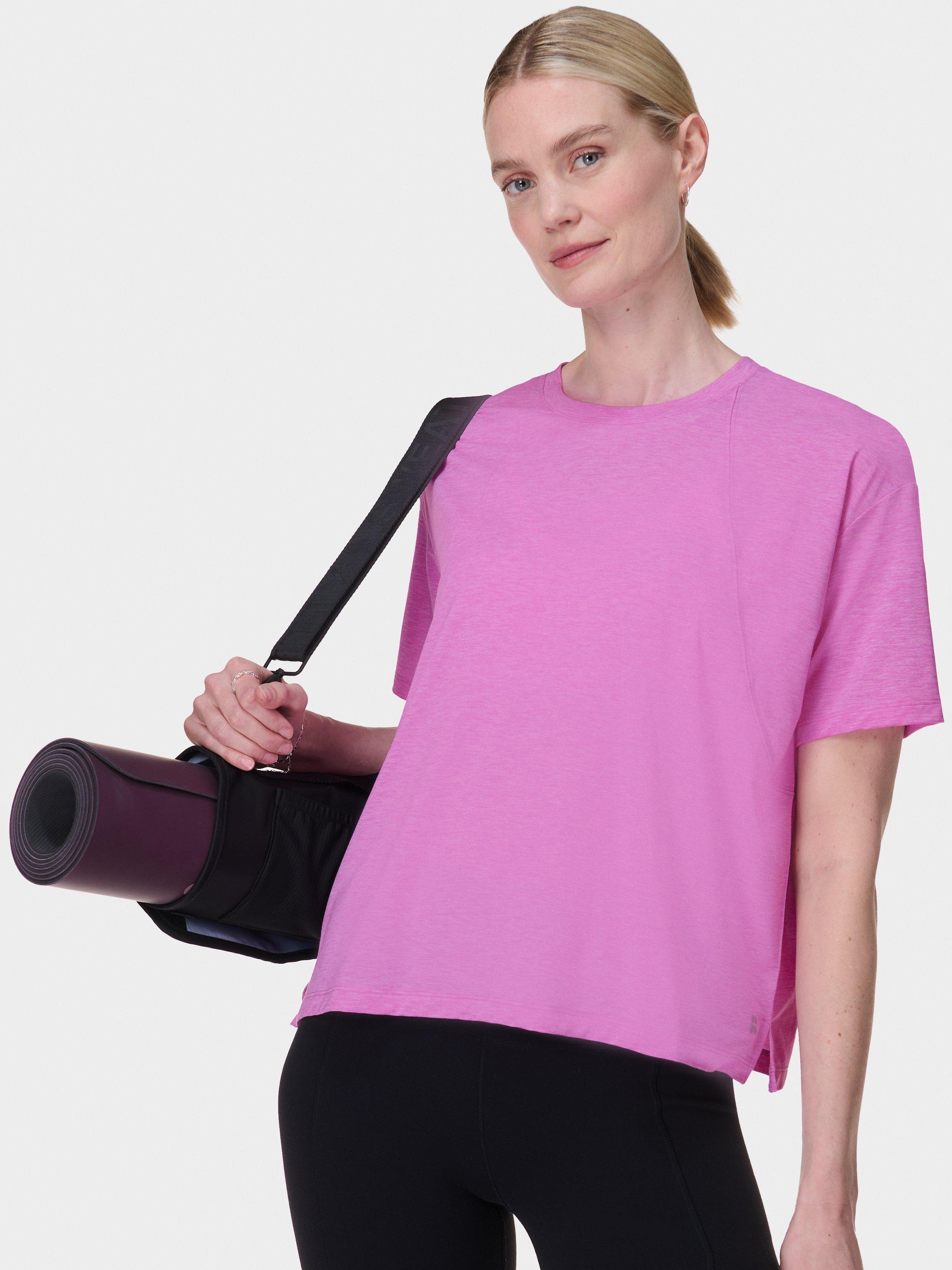 Product image 4 of 7, which shows Sweaty Betty Soft Flow Studio T-Shirt, Allium Pink, XXS