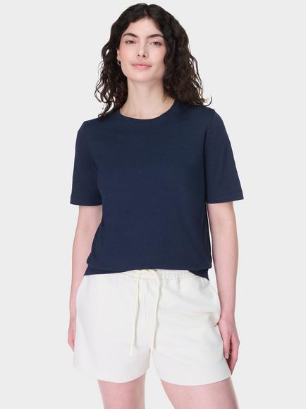 Sweaty Betty Essential Organic Cotton Rich T-Shirt, Navy Blue, Navy Blue