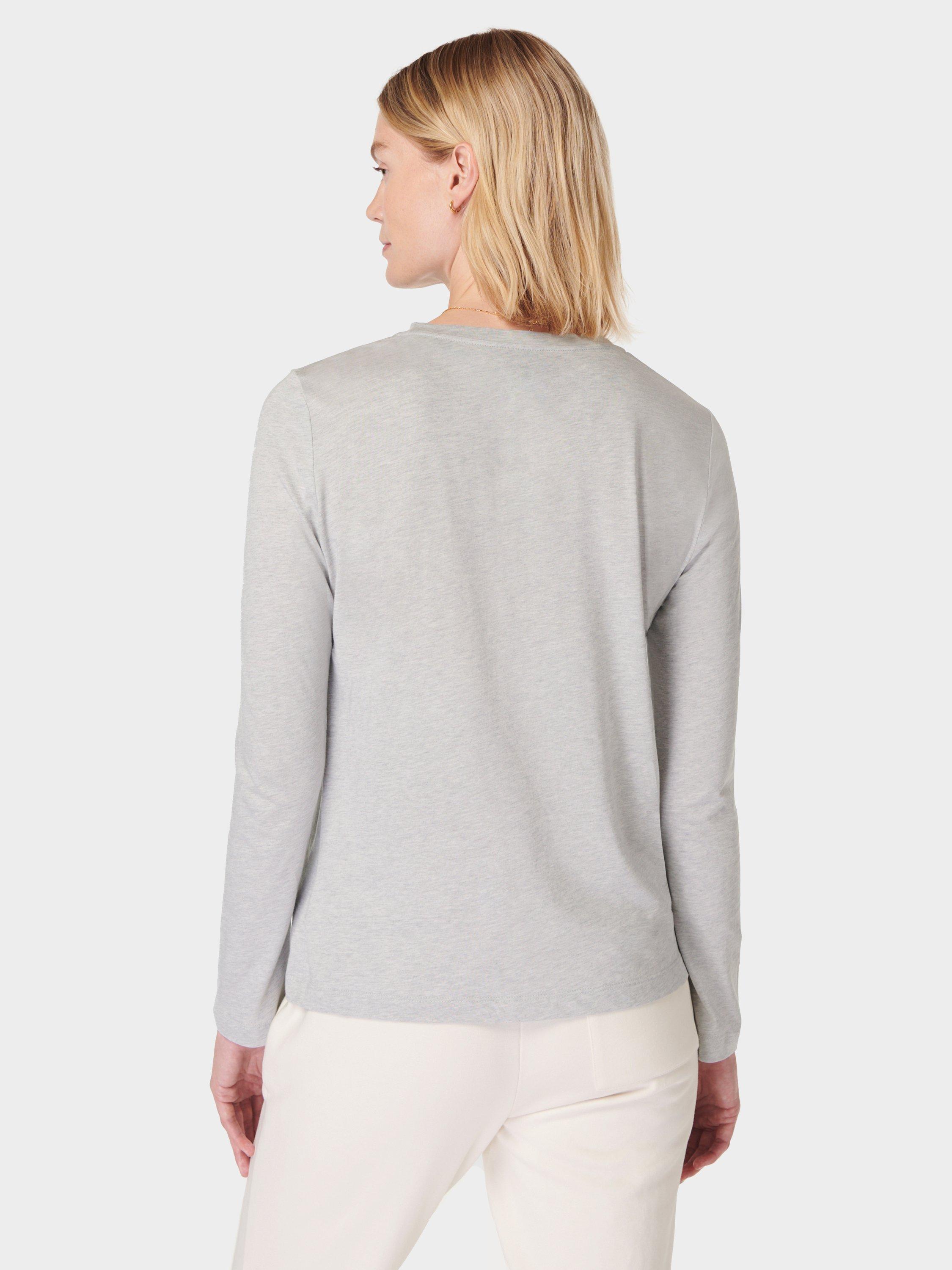Product image 2 of 7, which shows Sweaty Betty Essential Long Sleeve T-Shirt, Light Grey Marl, XXS