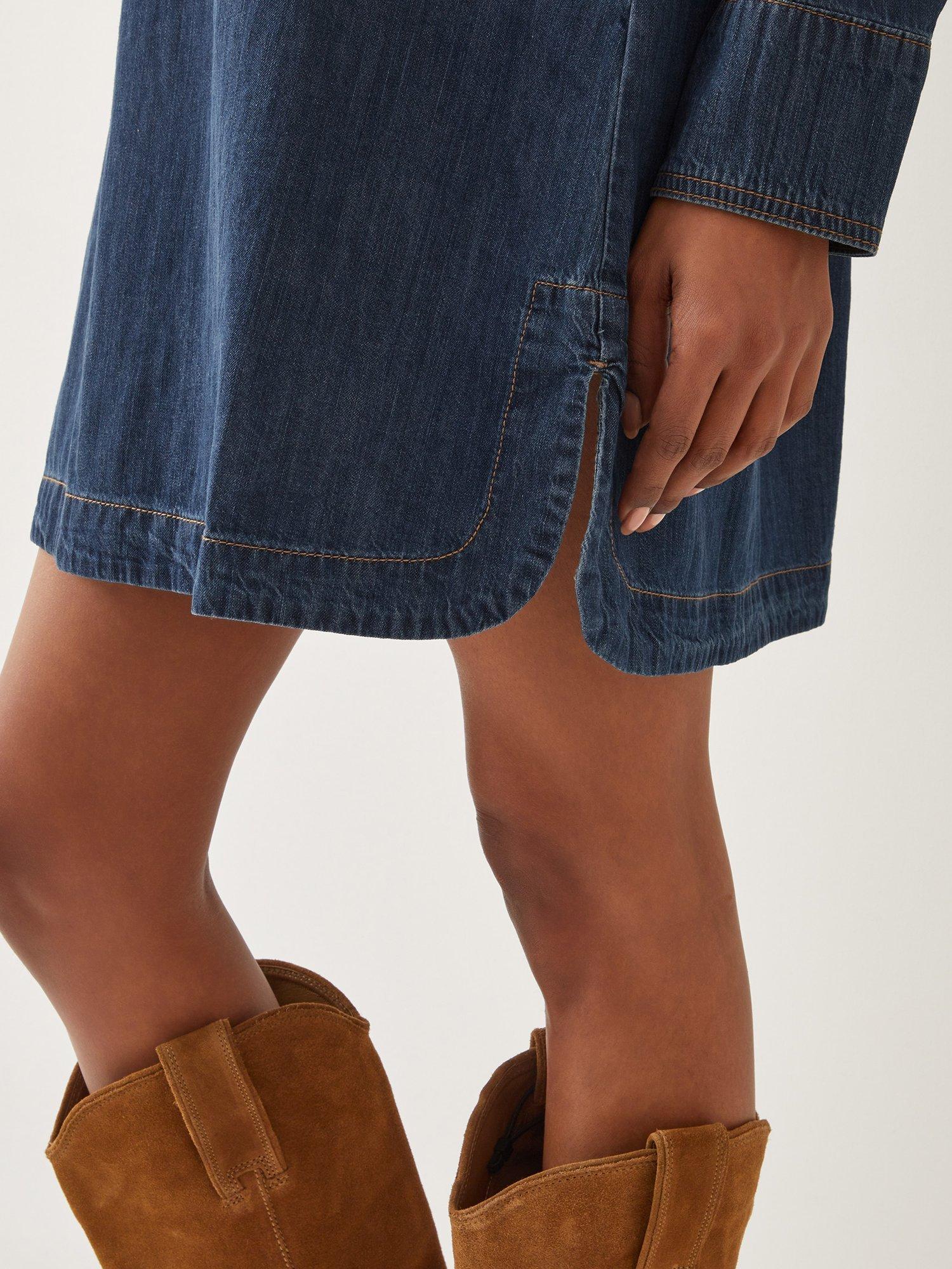 Product image 3 of 5, which shows Monsoon Nara Denim Tunic Dress, Mid Blue, S