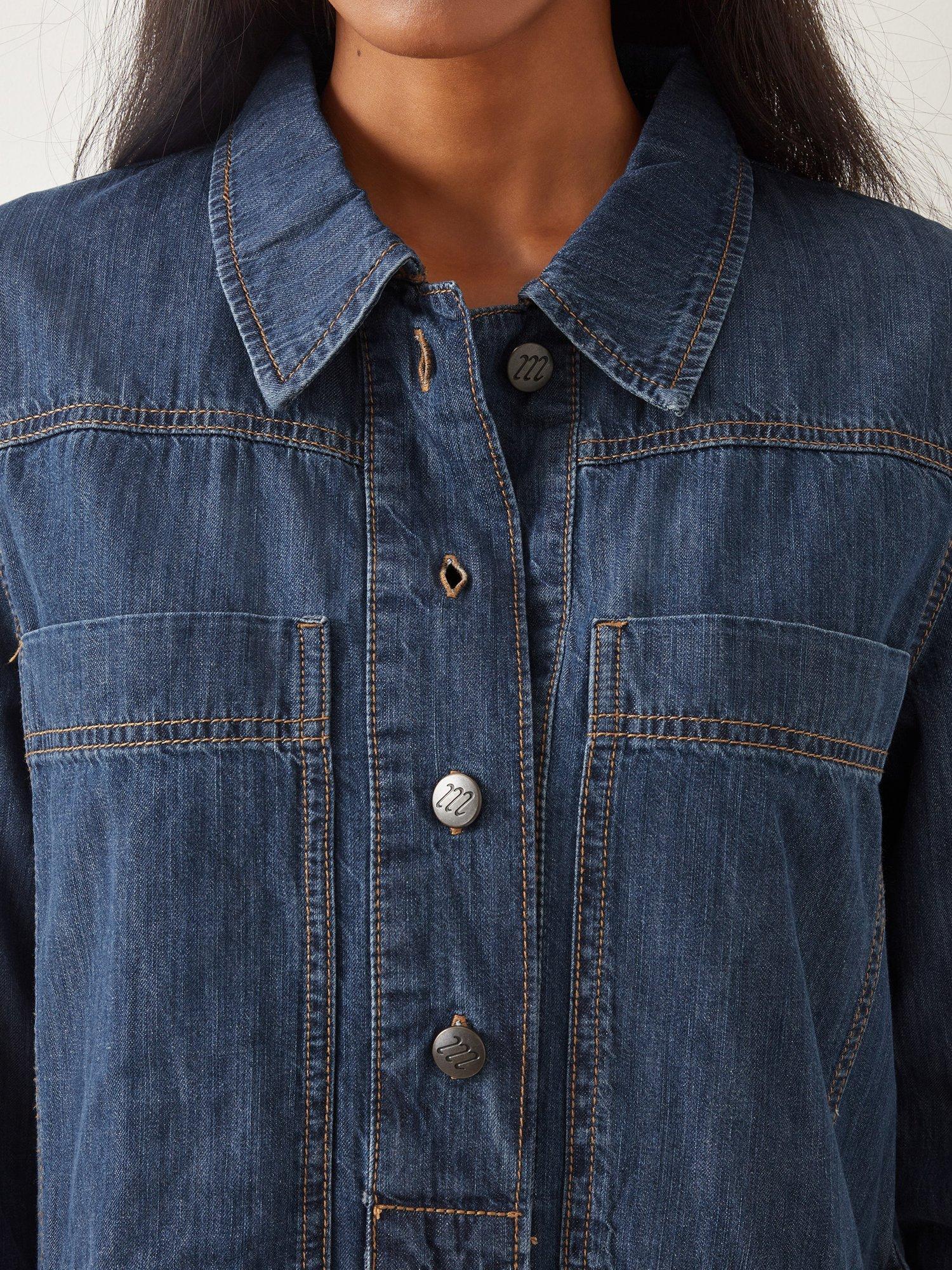 Product image 4 of 5, which shows Monsoon Nara Denim Tunic Dress, Mid Blue, S