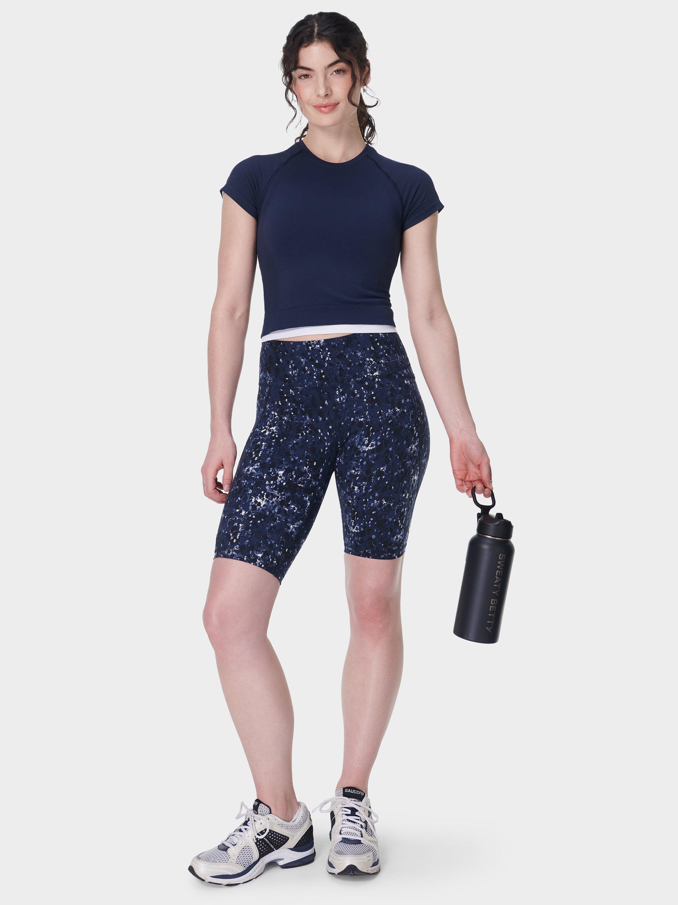 Product image 3 of 9, which shows Sweaty Betty Power 9" Biker Shorts, Blue/Multi, XXS
