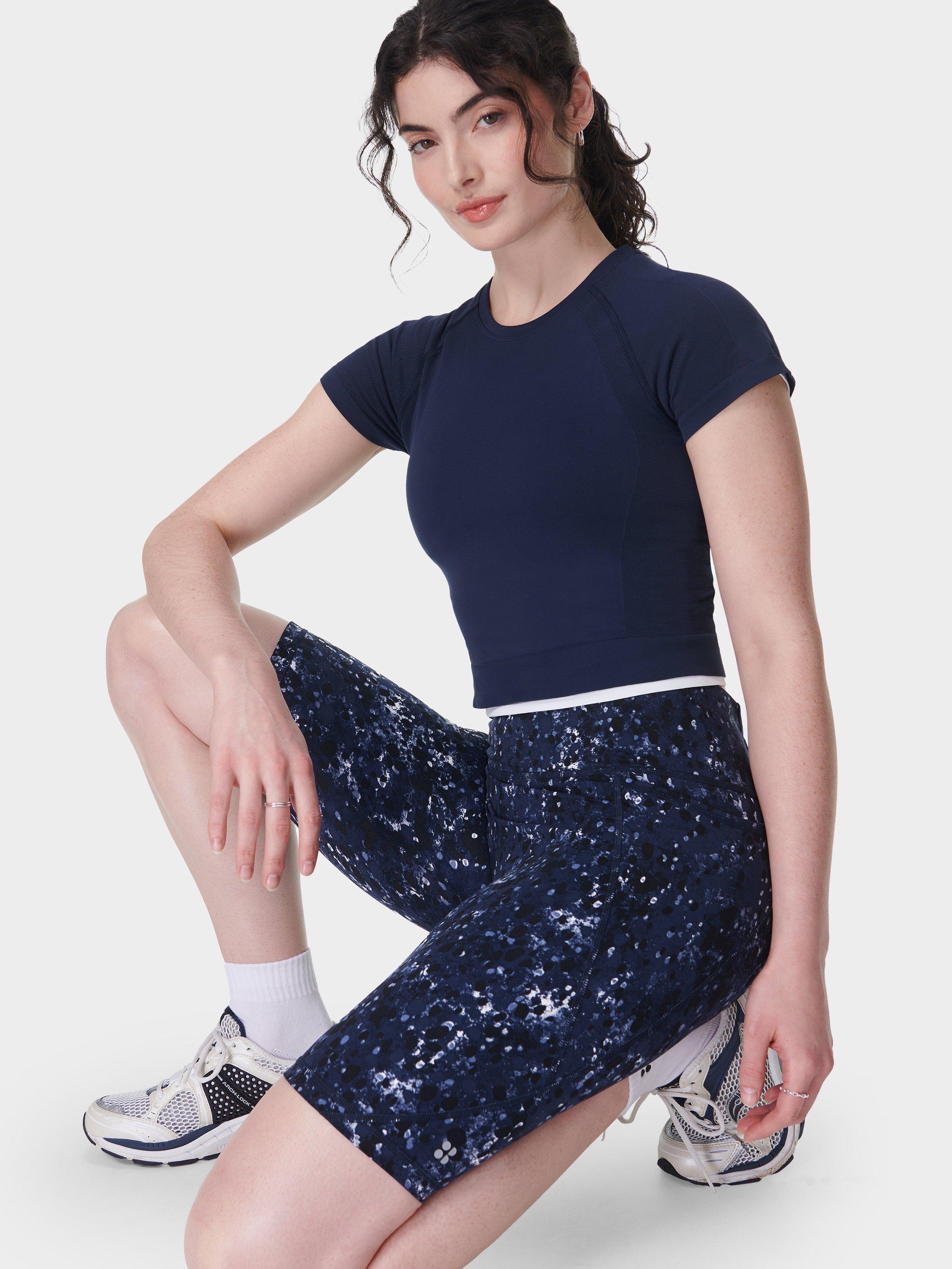 Product image 4 of 9, which shows Sweaty Betty Power 9" Biker Shorts, Blue/Multi, XXS