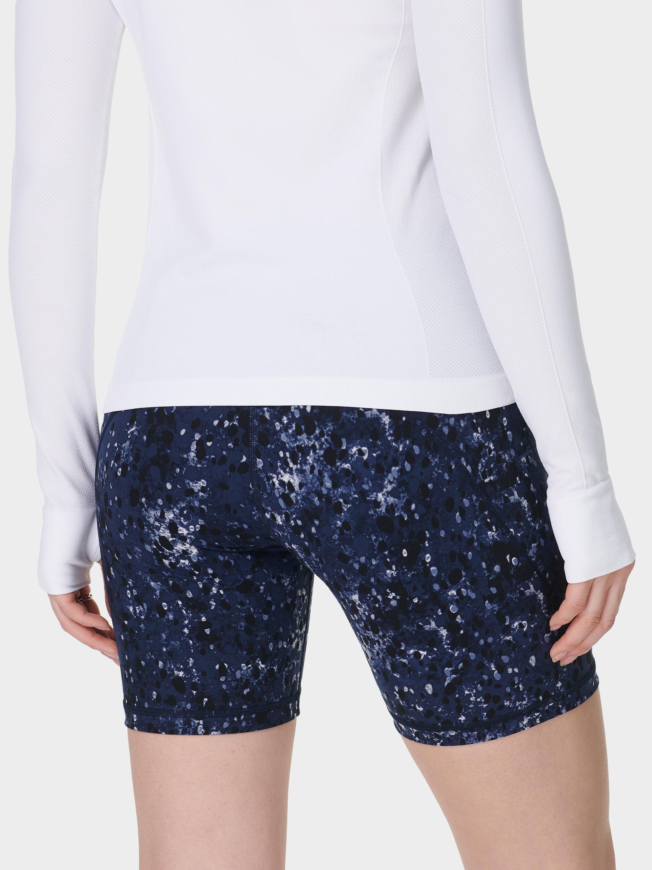 Product image 2 of 8, which shows Sweaty Betty Power 6" Biker Shorts, Blue Ebony Print, XXS