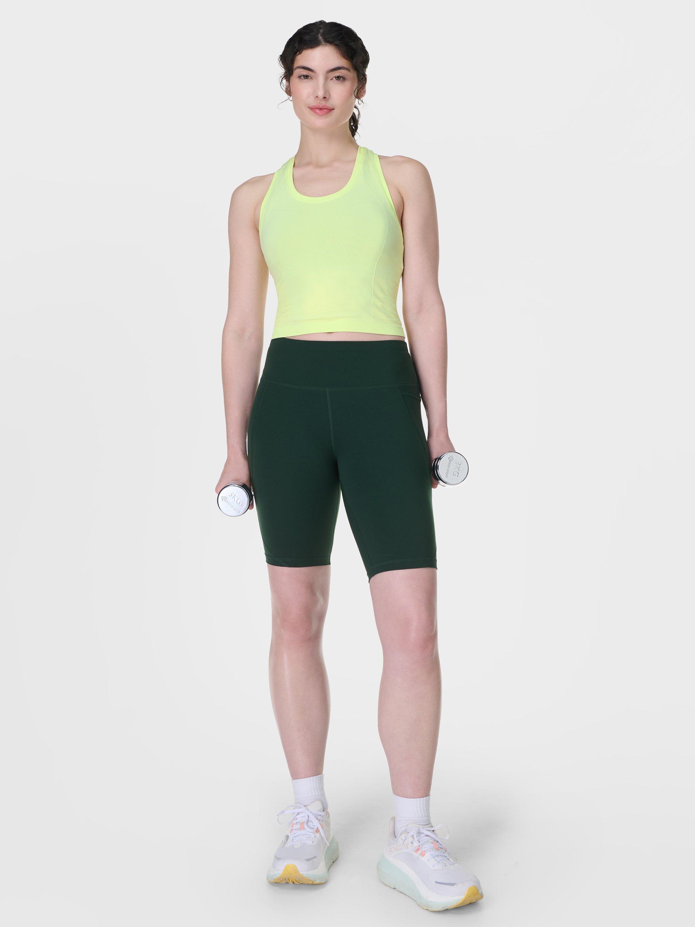 Product image 3 of 8, which shows Sweaty Betty Power 9" Biker Shorts, Cedar Green, XXS