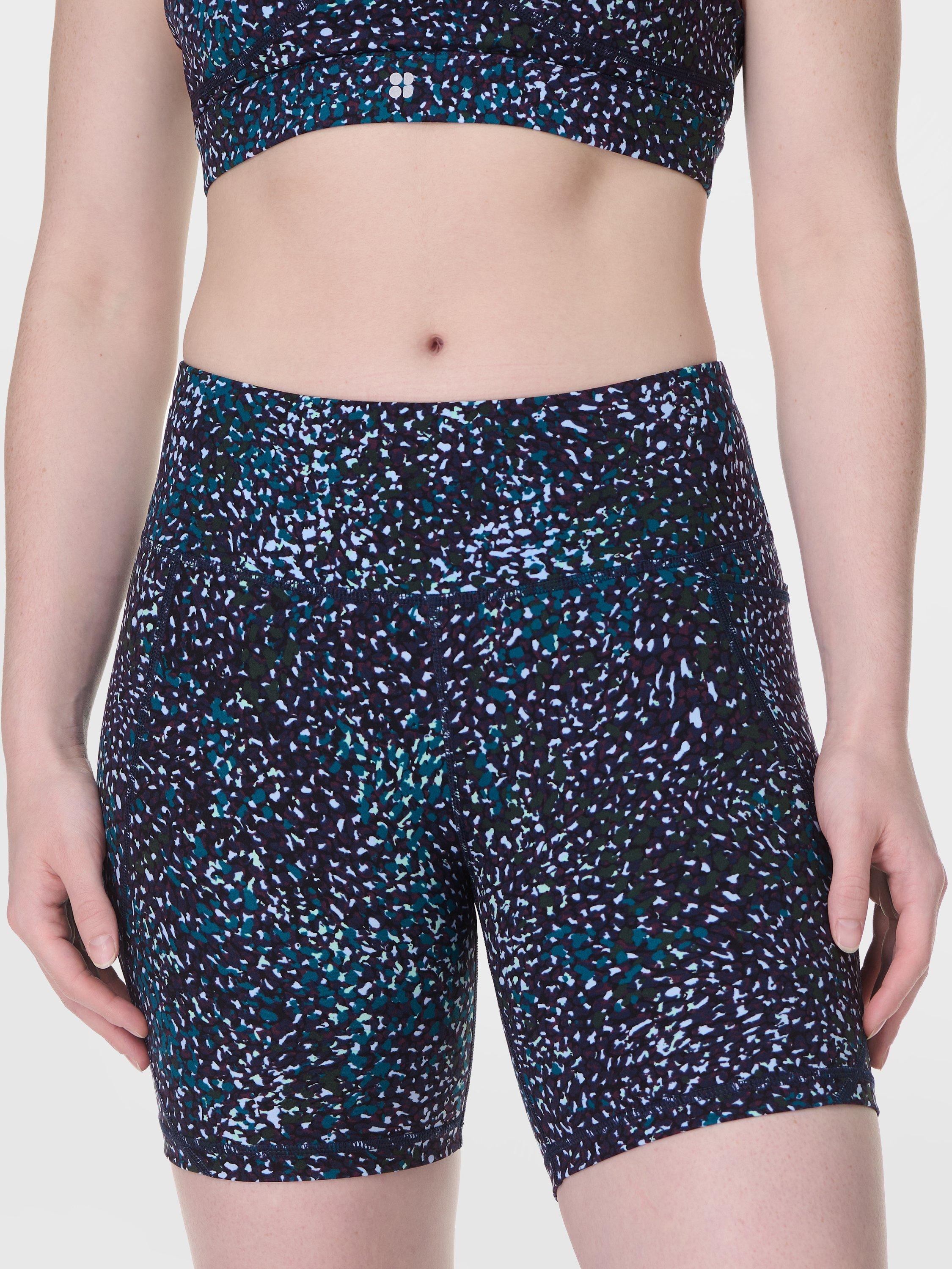 Product image 1 of 8, which shows Sweaty Betty Power 6" Biker Shorts, Blue Aurora Print, XXS