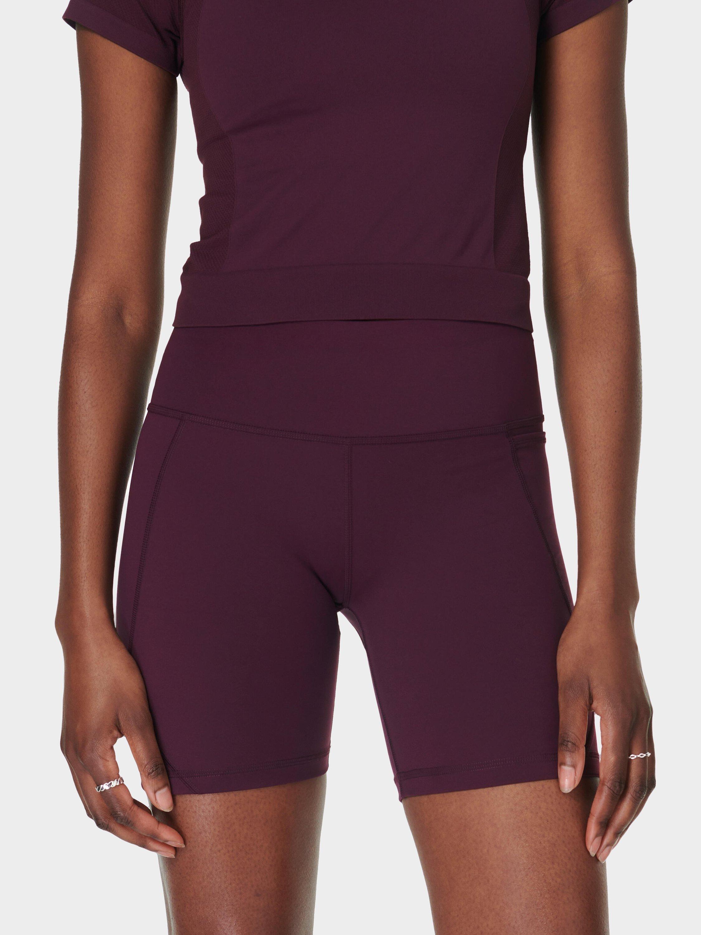 Product image 1 of 7, which shows Sweaty Betty Power 6" Biker Shorts, Midnight Cherry, XXS