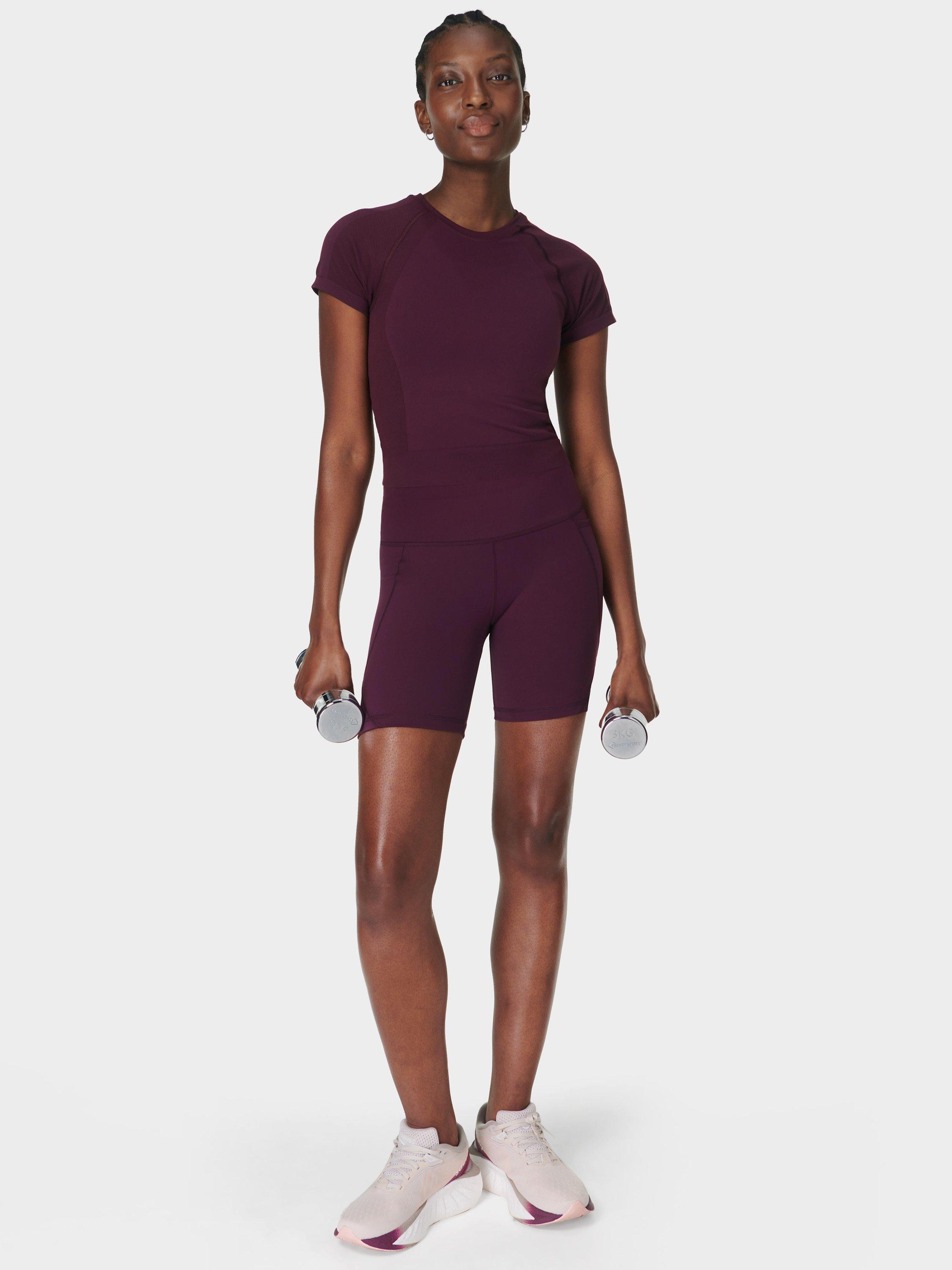 Product image 3 of 7, which shows Sweaty Betty Power 6" Biker Shorts, Midnight Cherry, XXS