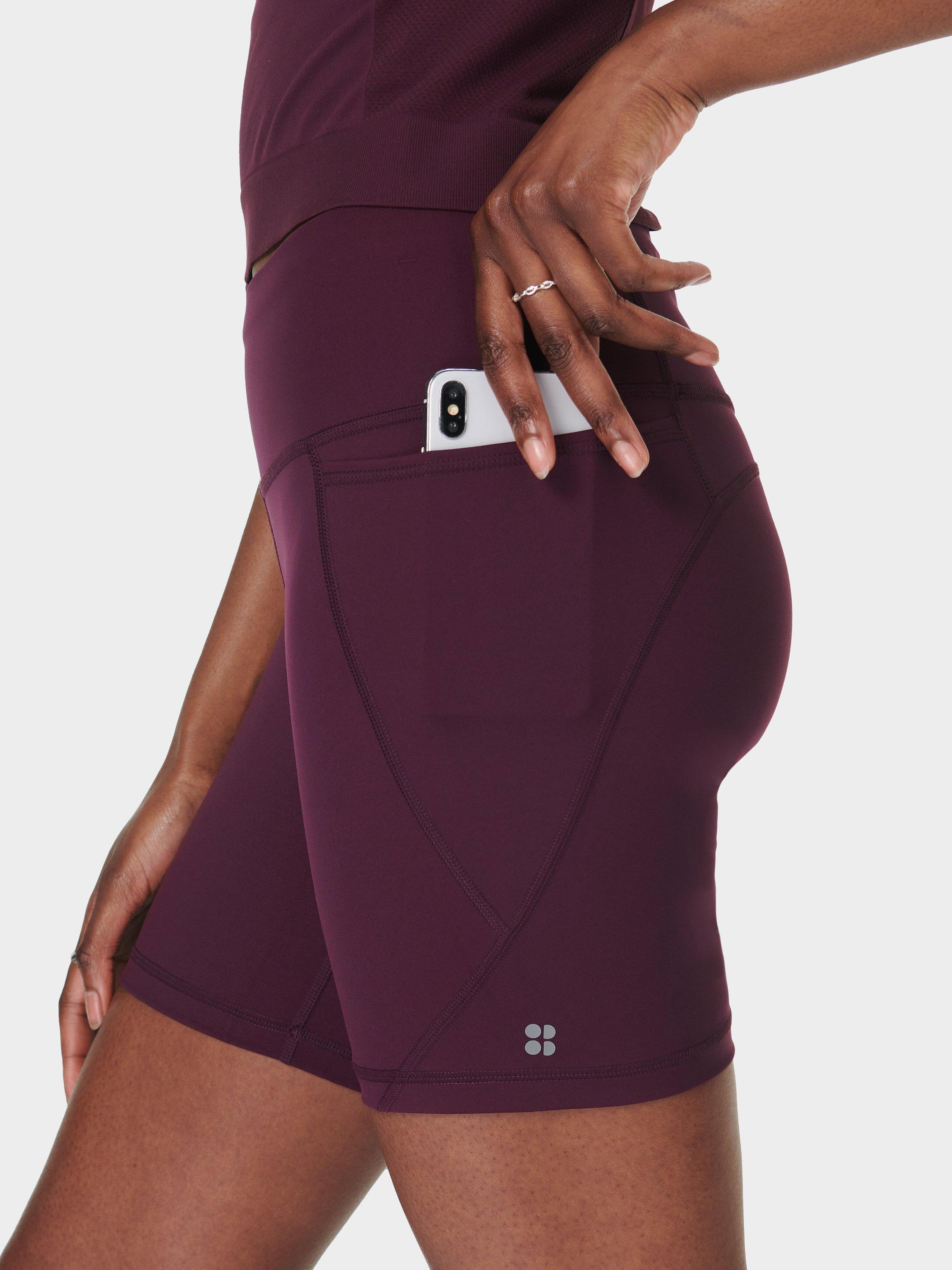 Product image 4 of 7, which shows Sweaty Betty Power 6" Biker Shorts, Midnight Cherry, XXS