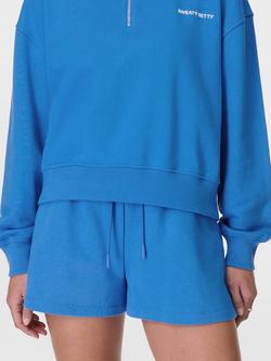 Sweaty Betty Revive Boxy Organic Cotton Rich Shorts, Tidal Blue