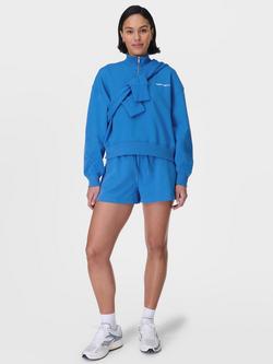 Sweaty Betty Revive Boxy Organic Cotton Rich Shorts - view 2, Tidal Blue