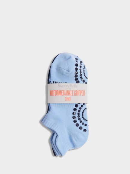 Sweaty Betty Reformer Gripped Organic Cotton Rich Trainer Socks, Pack of 2 - view 2, Blues