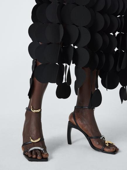 John Lewis x A.W.A.K.E. MODE Banana Trim Strappy High Heel Leather Sandals, Black - view 2, Black