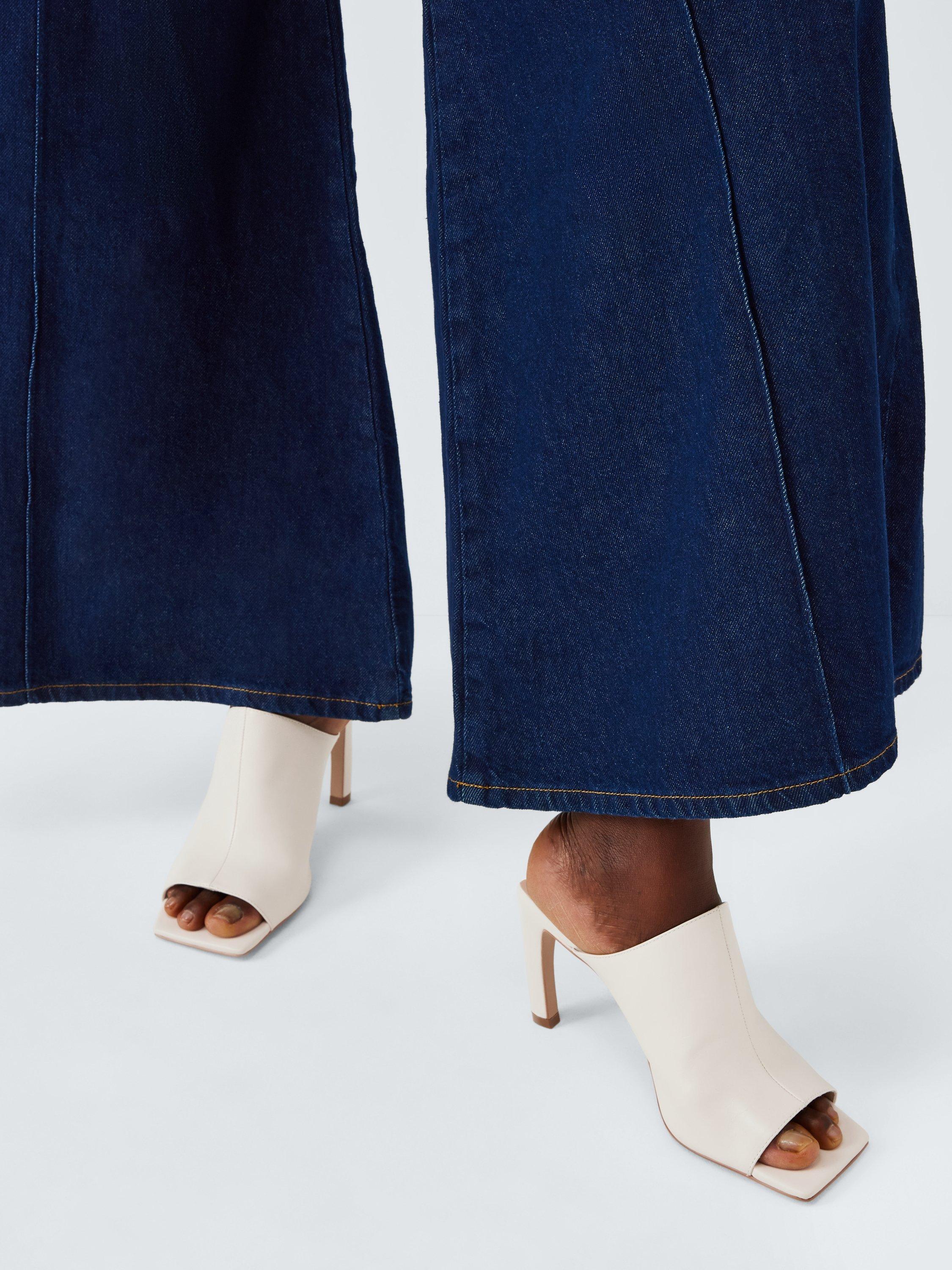 Product image 7 of 8, which shows John Lewis x A.W.A.K.E. MODE Square Toe Curved High Heel Leather Sandal Mules, White, 4