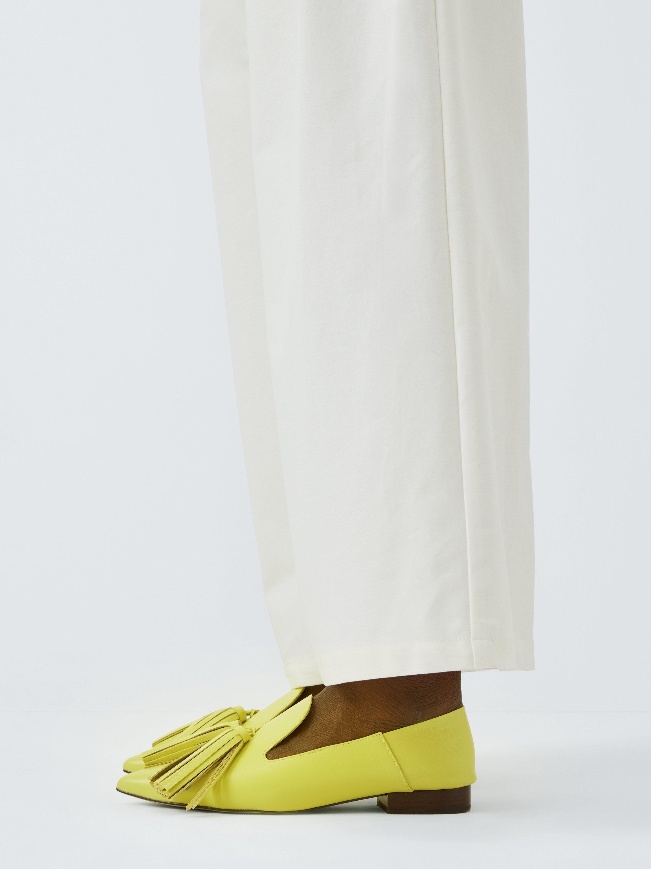 Product image 2 of 6, which shows John Lewis x A.W.A.K.E. MODE Tassel Trim Leather Loafers, Lime Green, 4