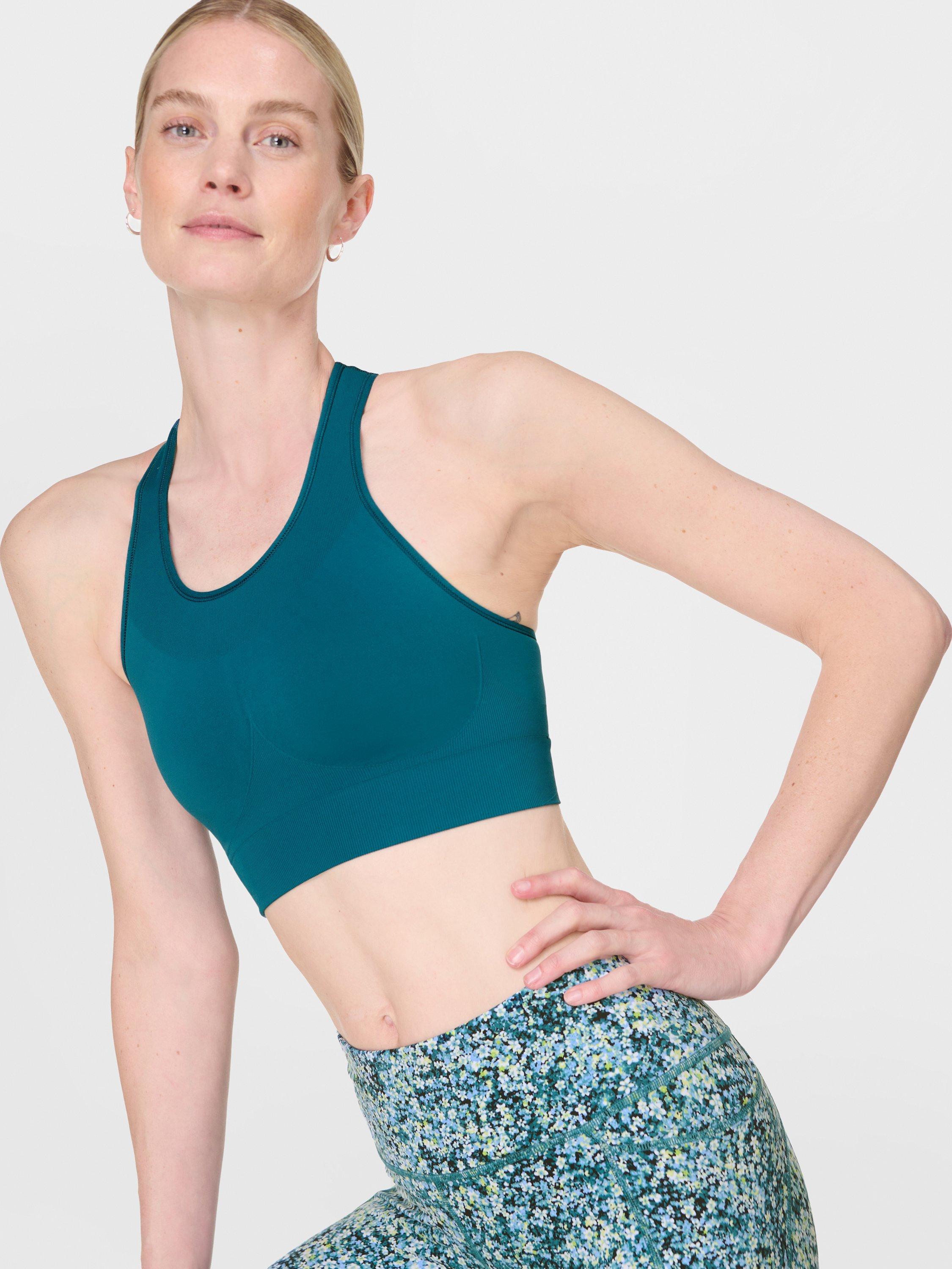 Product image 2 of 7, which shows Sweaty Betty Stamina Seamless Sports Bra, Cabin Blue, XXS