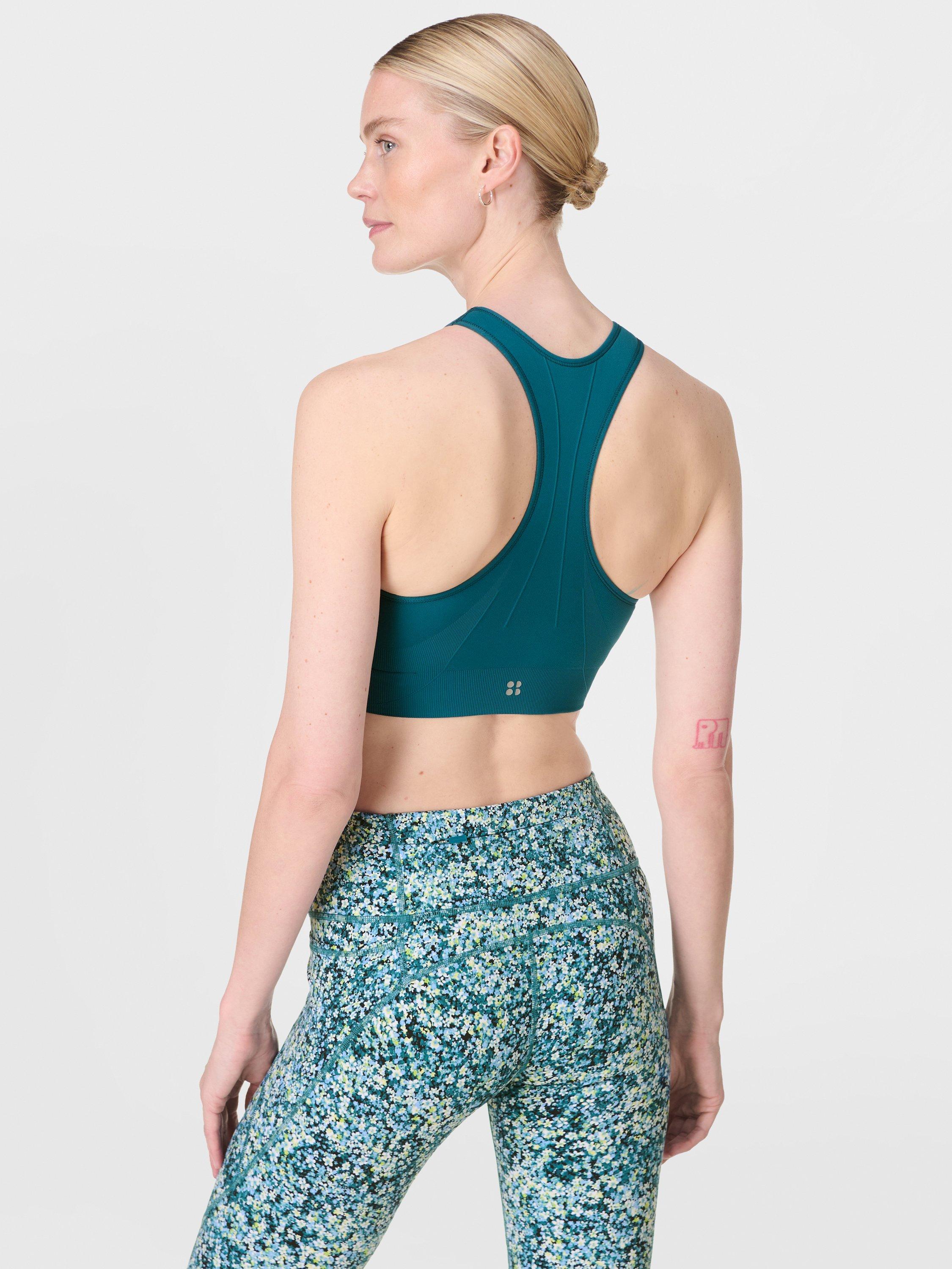 Product image 4 of 7, which shows Sweaty Betty Stamina Seamless Sports Bra, Cabin Blue, XXS