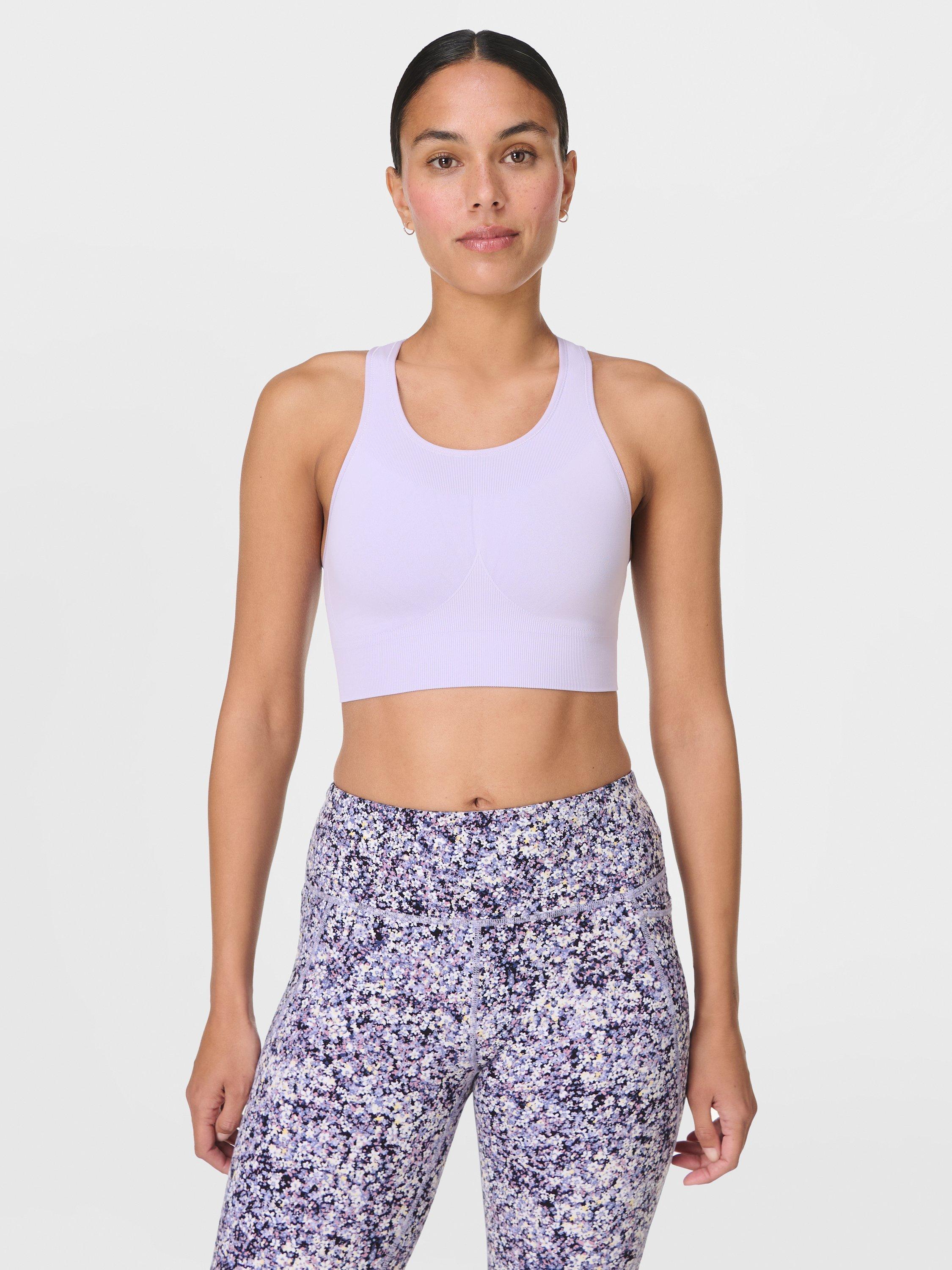 Product image 1 of 7, which shows Sweaty Betty Stamina Seamless Sports Bra, Heather Purple, XXS