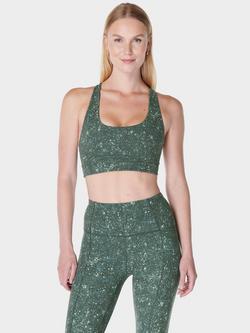 Sweaty Betty Super Soft Reversible Yoga Sports Bra, Green Speckle Print