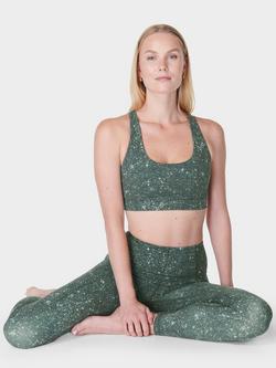 Sweaty Betty Super Soft Reversible Yoga Sports Bra - view 2, Green Speckle Print