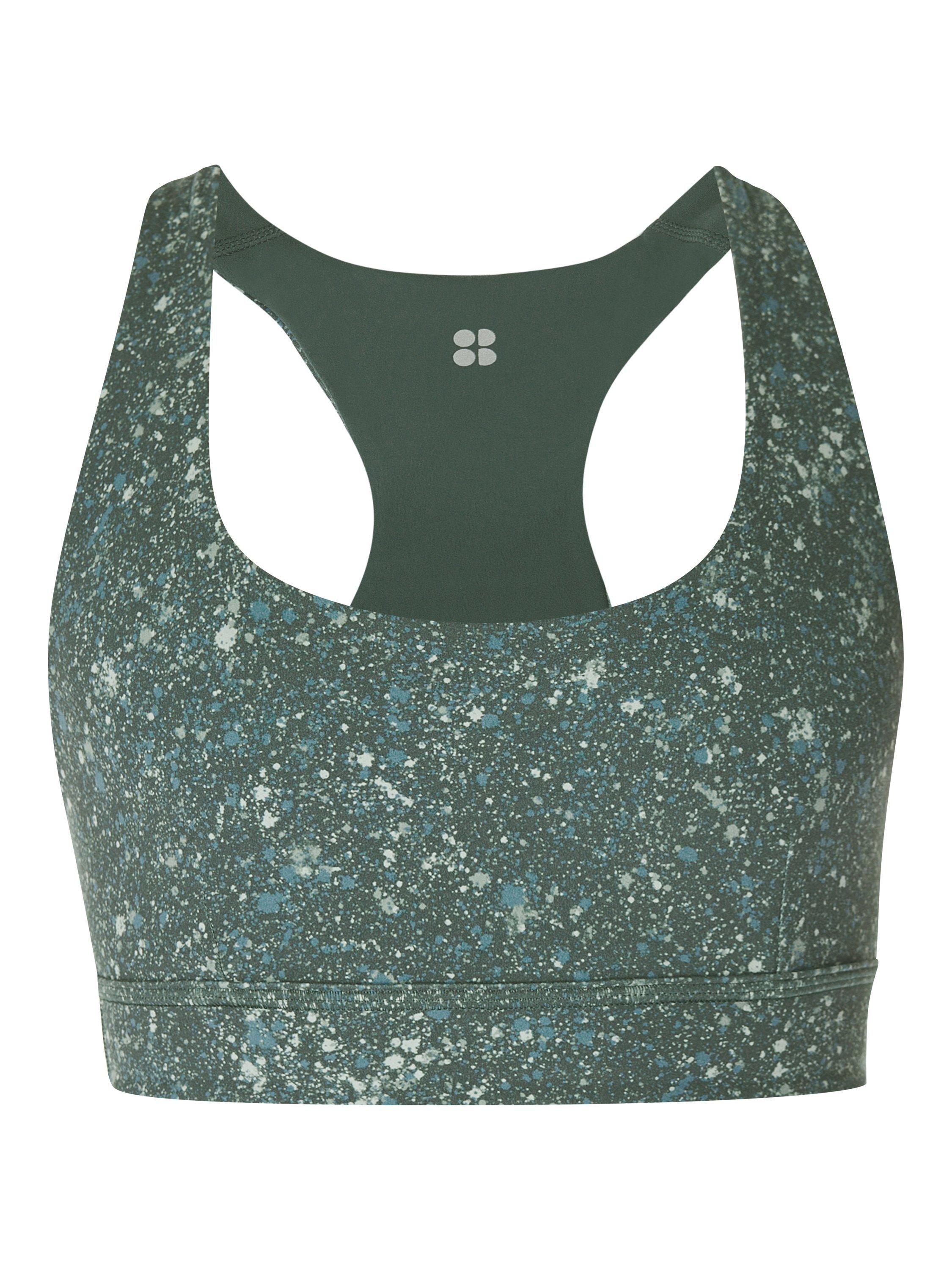 Product image 9 of 9, which shows Sweaty Betty Super Soft Reversible Yoga Sports Bra, Green Speckle Print, XS