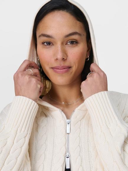 Sweaty Betty Afterglow Cable Knit Cardigan, Studio White - view 2, Studio White
