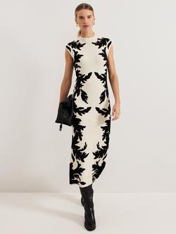 Phase Eight Beth Jacquard Dress, Black/Ivory, Black/Ivory