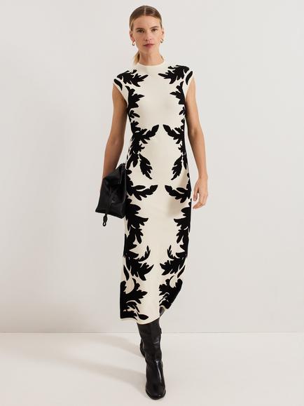 Phase Eight Beth Jacquard Dress, Black/Ivory, Black/Ivory