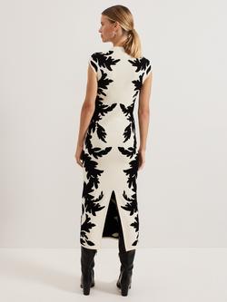 Phase Eight Beth Jacquard Dress, Black/Ivory - view 2, Black/Ivory