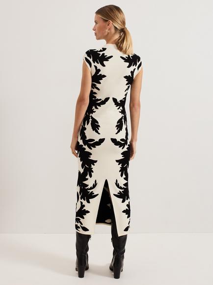 Phase Eight Beth Jacquard Dress, Black/Ivory - view 2, Black/Ivory