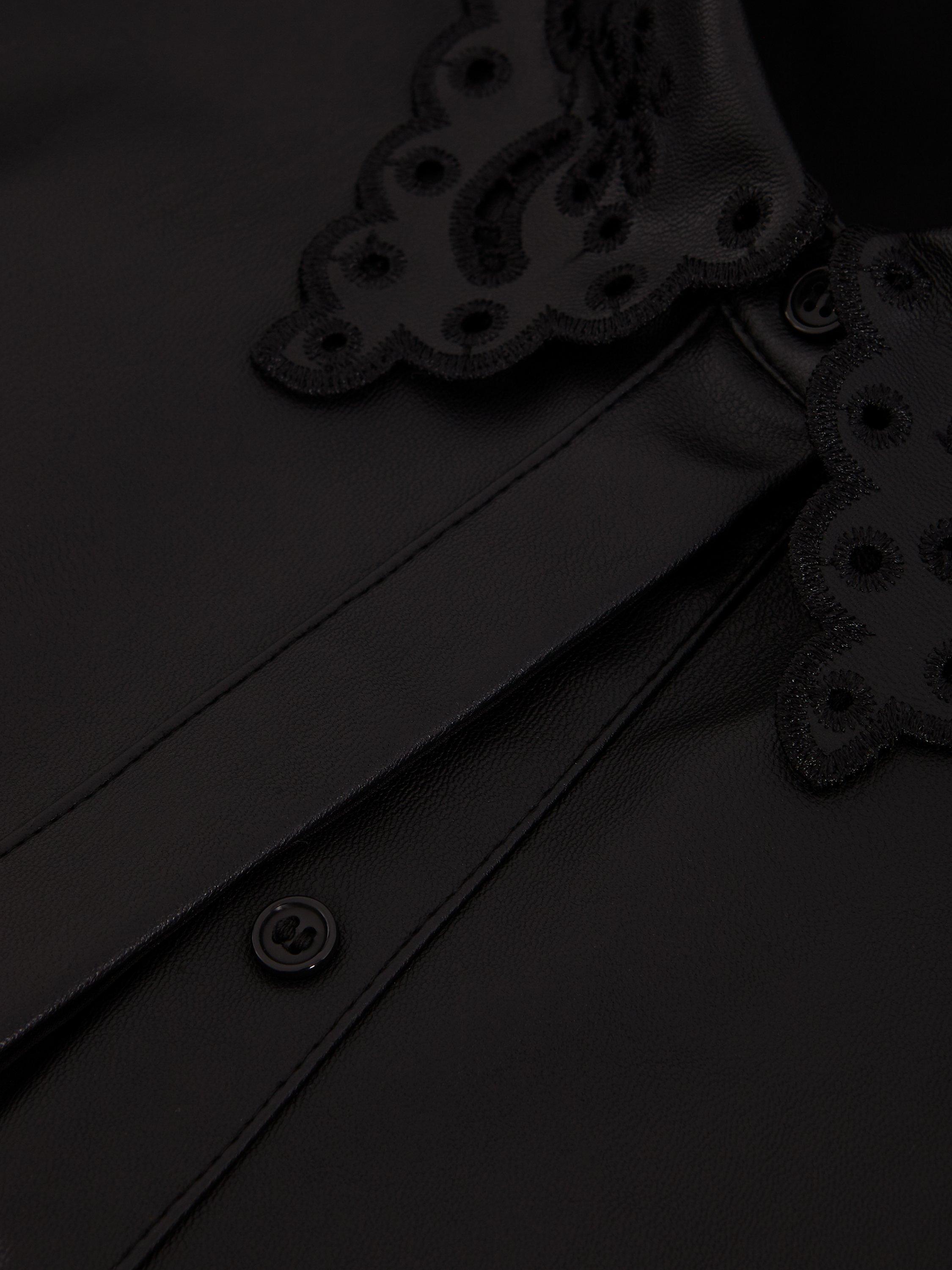 Product image 6 of 7, which shows Phase Eight Cutwork Faux Leather Dress, Black, 8