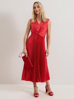 Phase Eight Petite Celestia Satin Pleated Dress, Pink, Pink