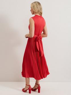 Phase Eight Petite Celestia Satin Pleated Dress, Pink - view 2, Pink