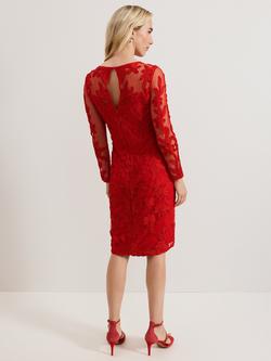 Phase Eight Navida Tapework Midi Dress, Red - view 2, Red
