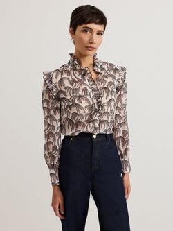 Phase Eight Serena Ruffle Neck Blouse, Multi, Multi