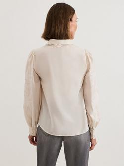 Phase Eight Amara Sequin Shirt, White - view 2, White