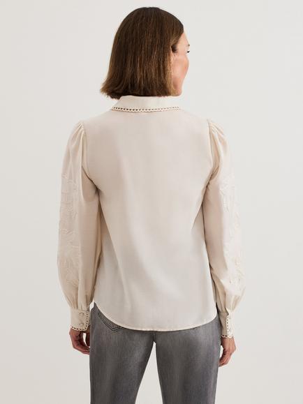 Phase Eight Amara Sequin Shirt, White - view 2, White