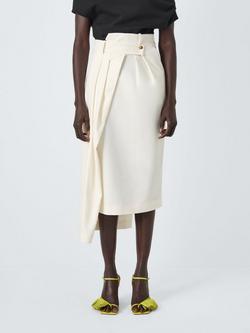 John Lewis x A.W.A.K.E. MODE Asymmetric Cotton Blend Midi Skirt, Off White, Off White