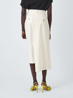 John Lewis x A.W.A.K.E. MODE Asymmetric Cotton Blend Midi Skirt, Off White - view 2, Off White