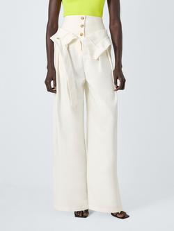 John Lewis x A.W.A.K.E. MODE Wide Leg High Waist Cotton Blend Corset Trousers, Off White, Off White