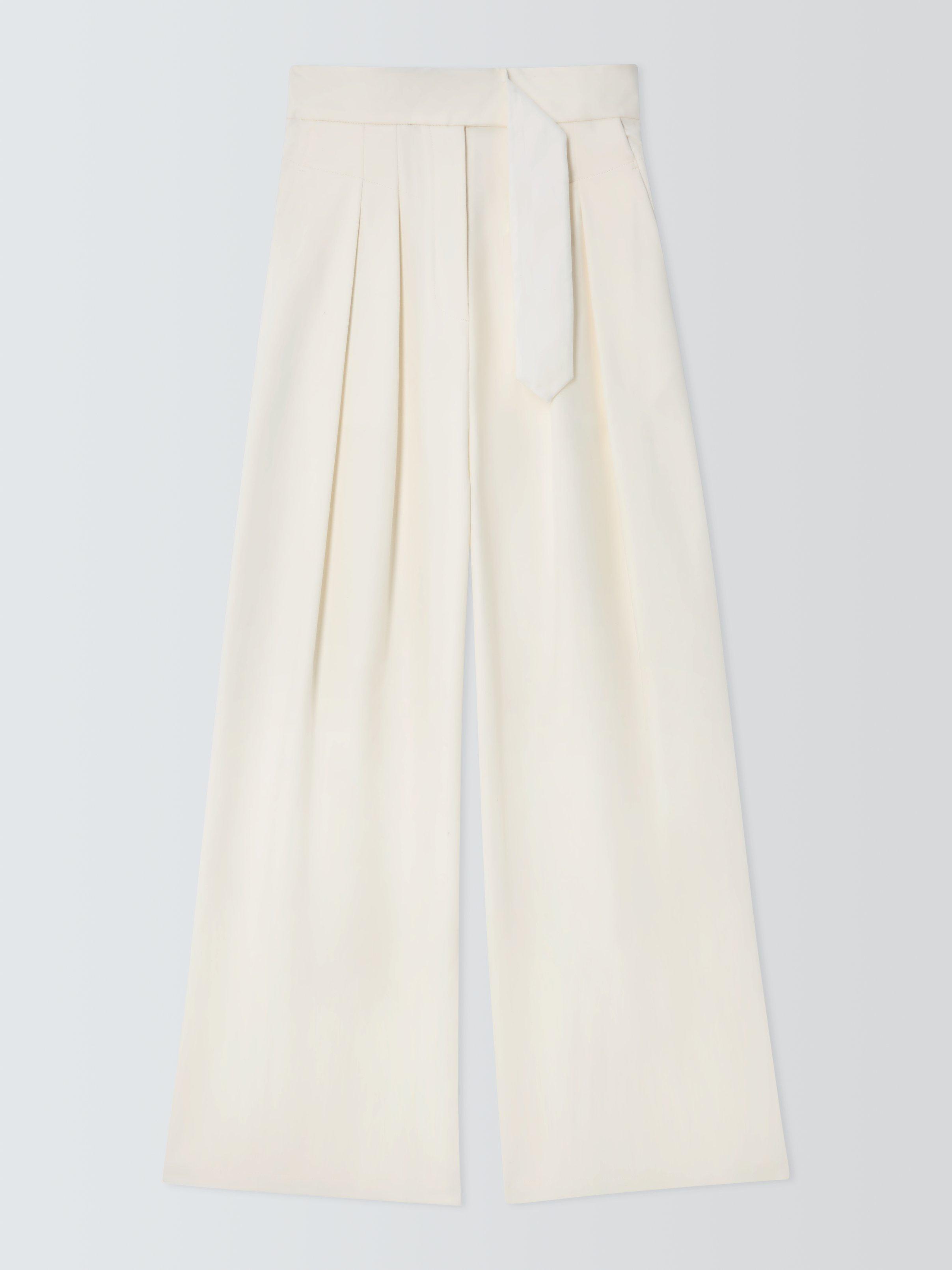 Product image 4 of 7, which shows John Lewis x A.W.A.K.E. MODE Wide Leg High Waist Cotton Blend Corset Trousers, Off White, 6