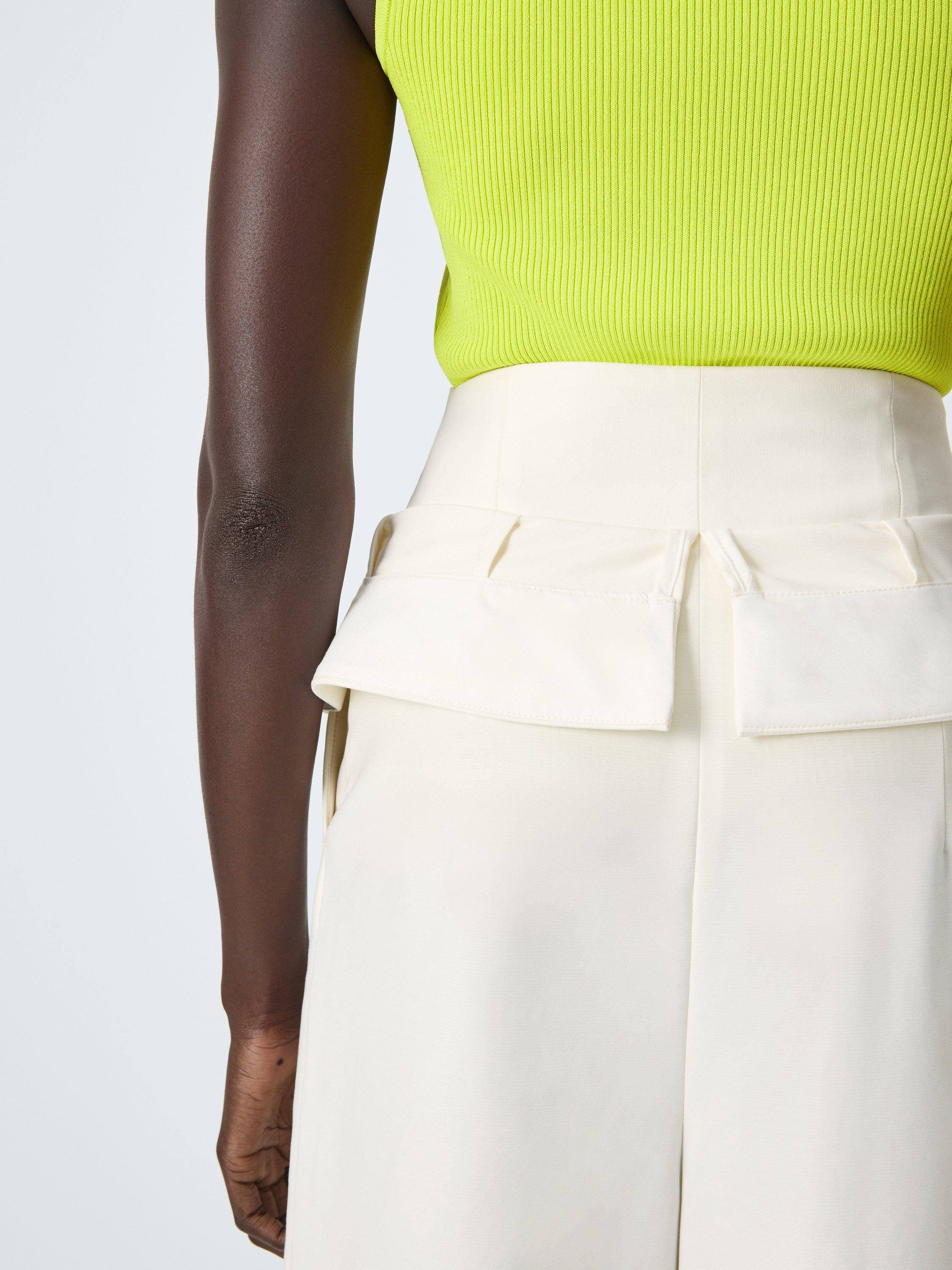 Product image 6 of 7, which shows John Lewis x A.W.A.K.E. MODE Wide Leg High Waist Cotton Blend Corset Trousers, Off White, 6