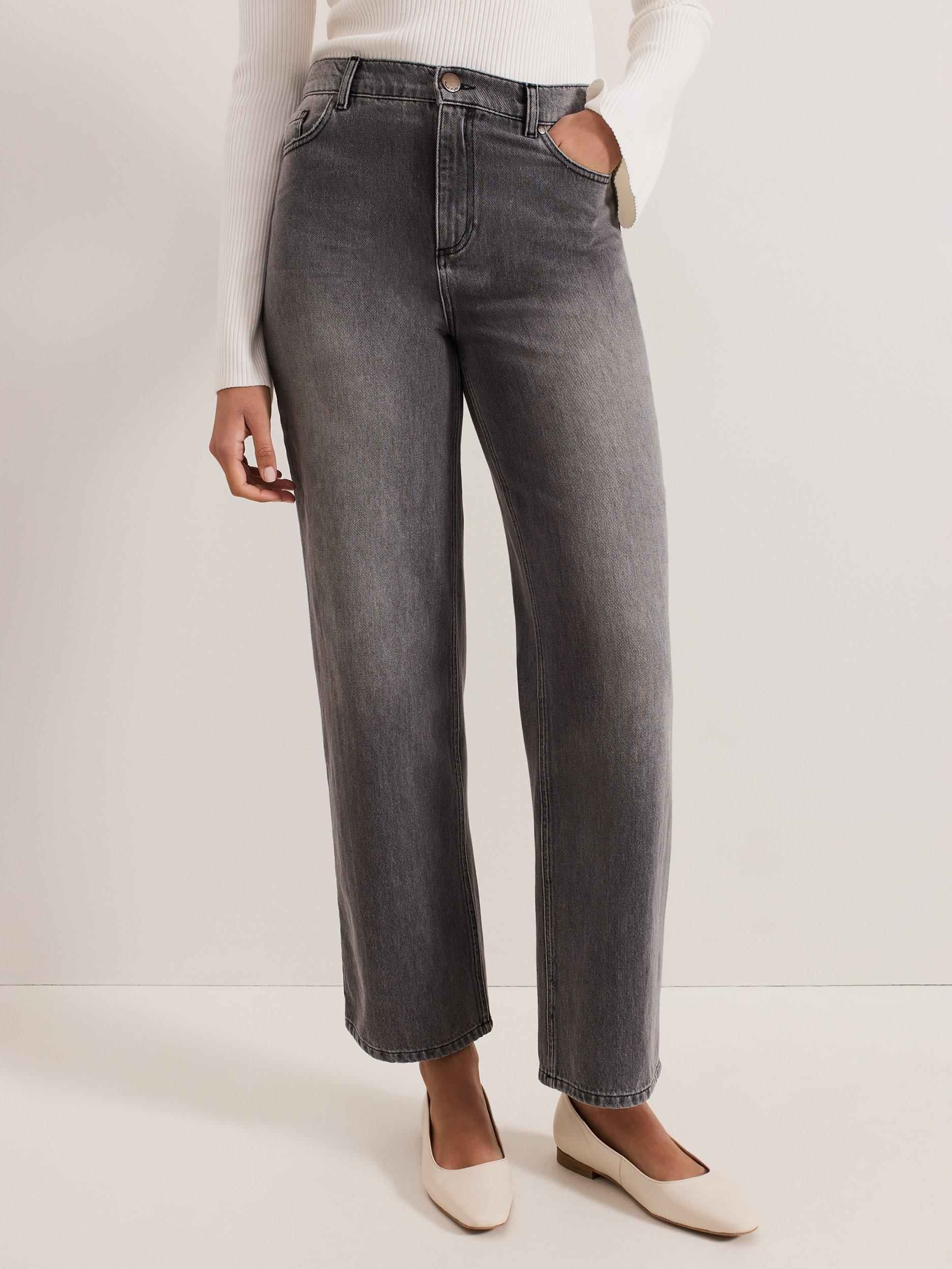 Product image 1 of 9, which shows Phase Eight Frankie Straight Jeans, Grey, 8