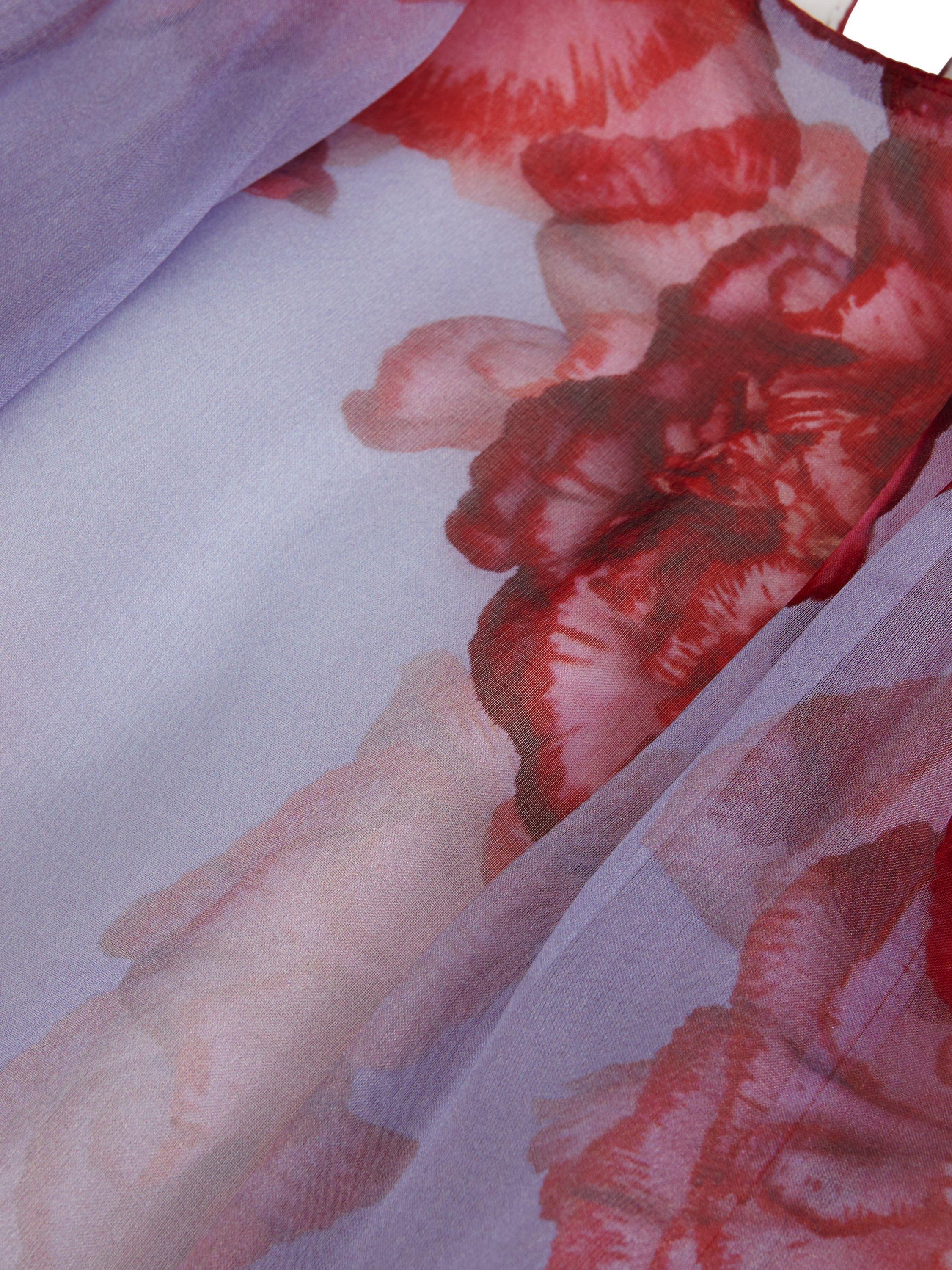 Product image 6 of 9, which shows Phase Eight Amara Floral Pure Silk Top, Blue, 8