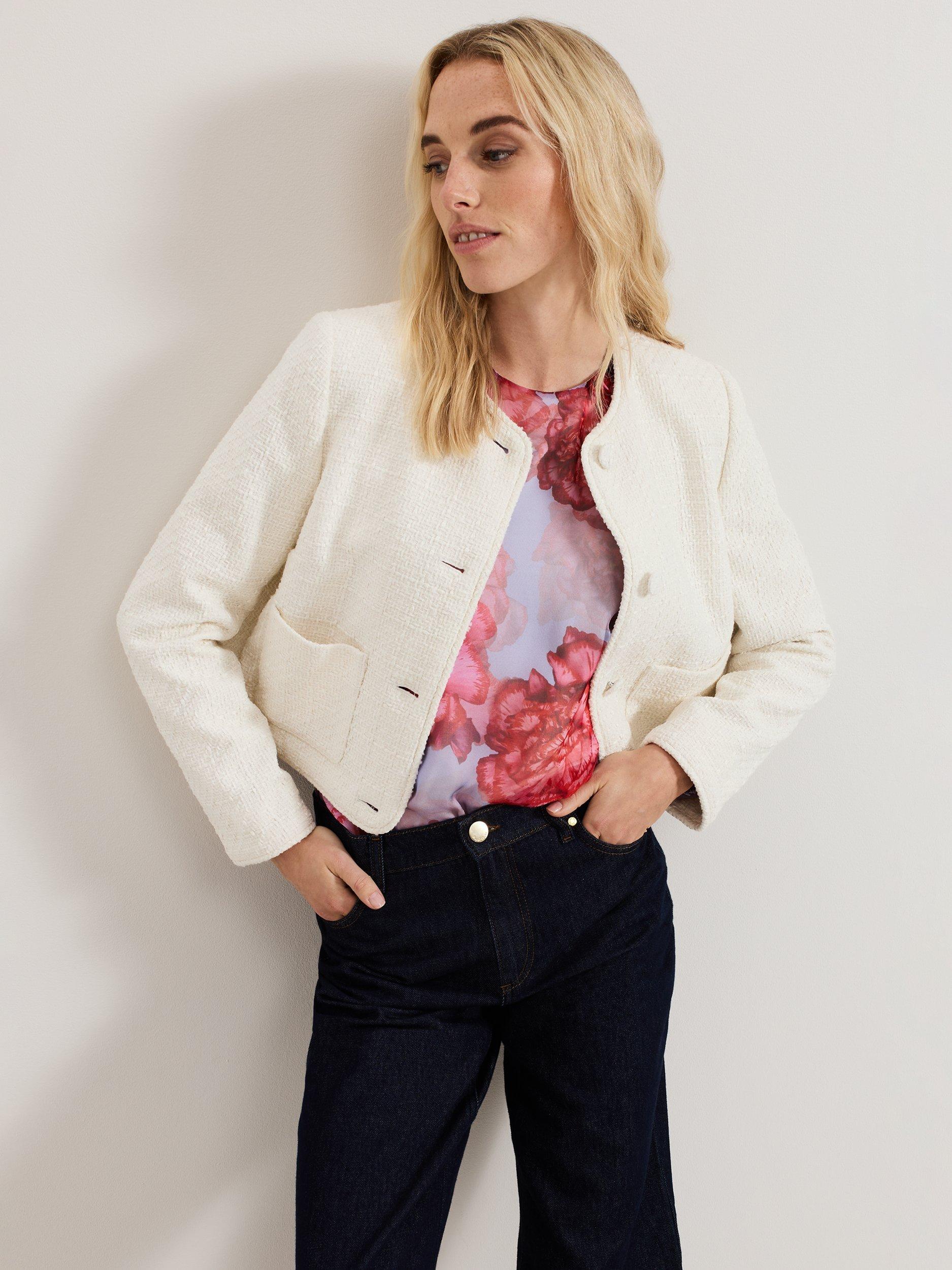 Product image 8 of 9, which shows Phase Eight Amara Floral Pure Silk Top, Blue, 8