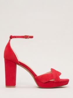 Phase Eight Suede Block Heel Platform Sandals, Red, Red