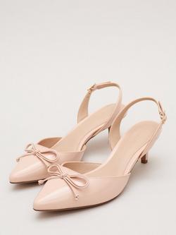 Phase Eight Bow Kitten Heel Slingback Sandals - view 2, Pale Pink